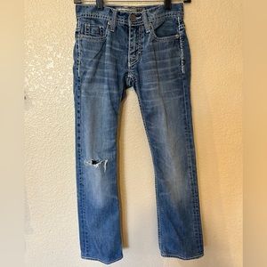 BKE Young Men’s Ripped Distressed Aiden Straight Jeans Size 25S (25x30)